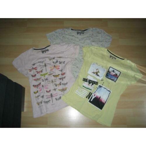 3x shirts lichtgeel, -roze en -grijze maat M