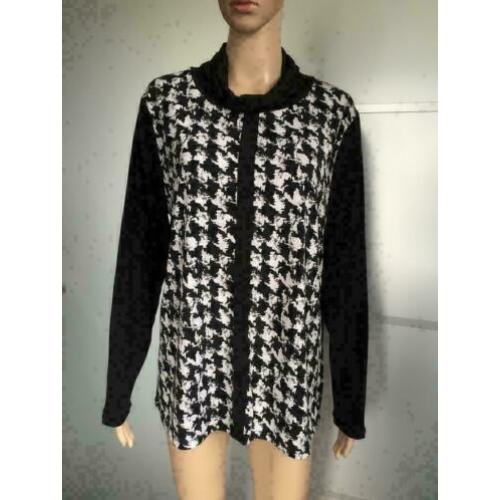 B1756 Adler: zwart/wit trui tuniek pull Maat 44=L