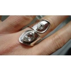 925 zilver ring witte topaas maat verstelbaar 17 18 - Vanoli