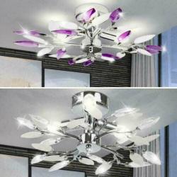 Woonkamer plafondlamp designlamp eetkamer paars wit blad