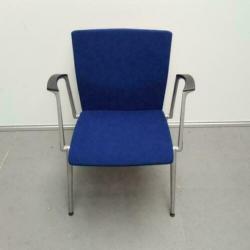 3x Ahrend houten eetkamerstoelen - blauw - zithoogte 39 cm