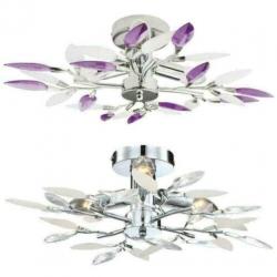 Woonkamer plafondlamp designlamp eetkamer paars wit blad