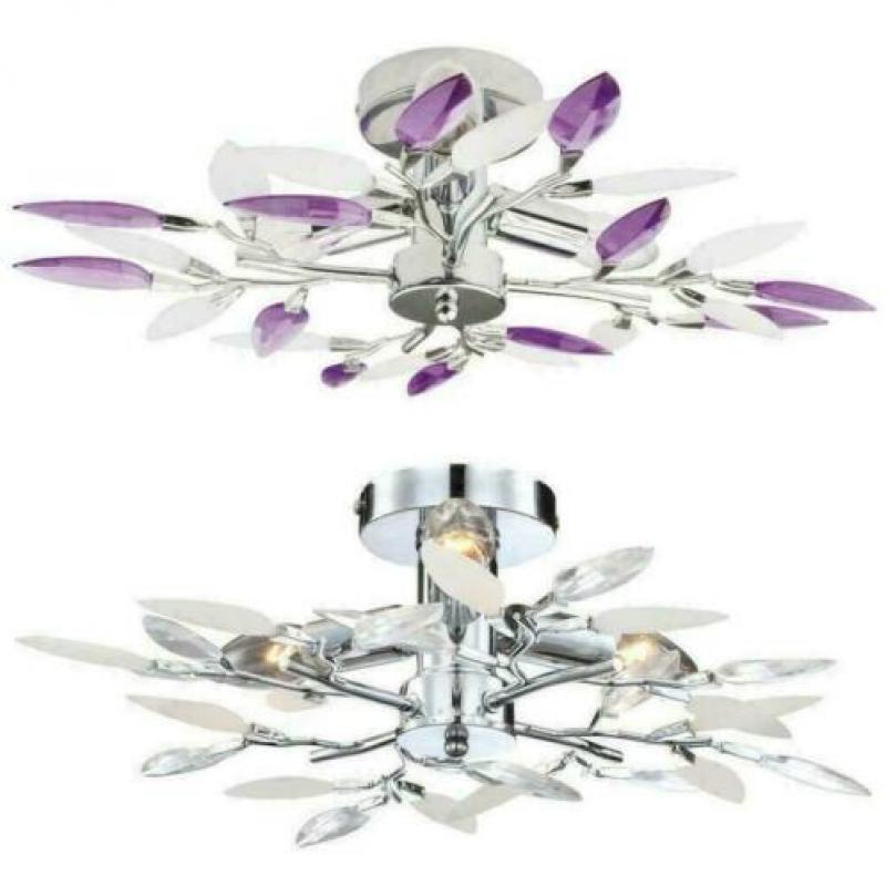 Woonkamer plafondlamp designlamp eetkamer paars wit blad