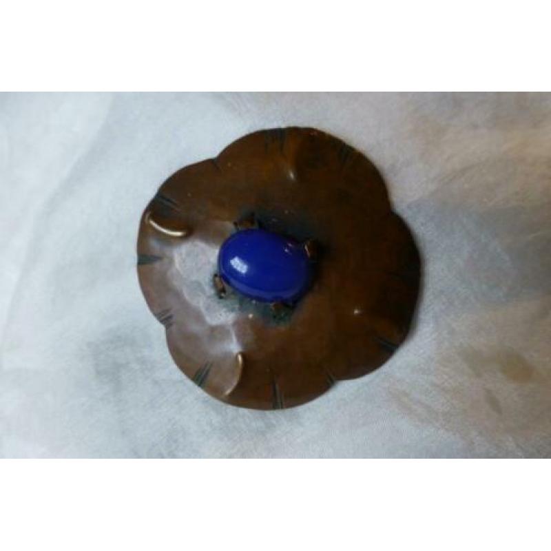 Amsterdamse School Broche blauwe Chalcedoon