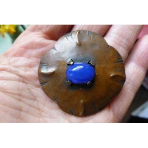 Amsterdamse School Broche blauwe Chalcedoon