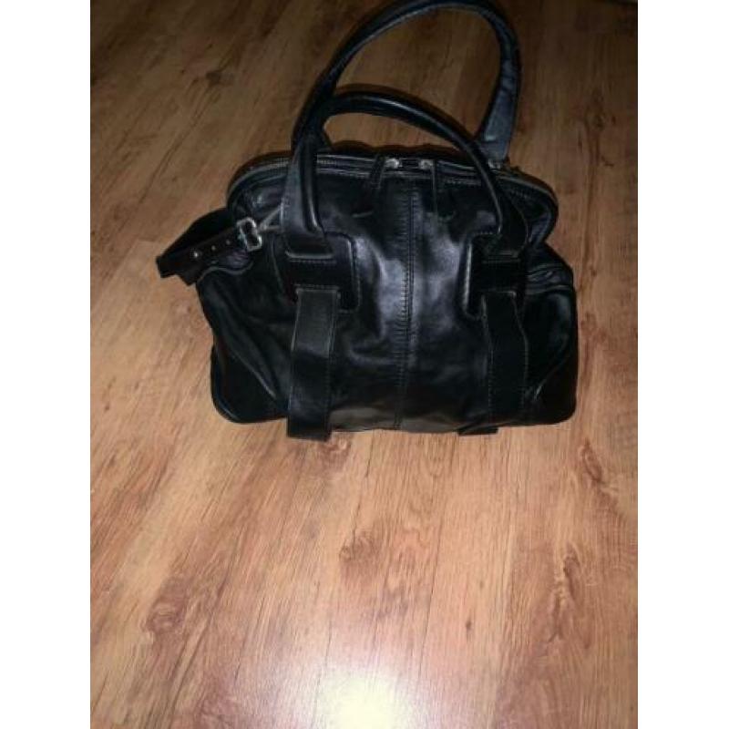 Stijlvolle Stoere Lederen Tas Unisex Zwart