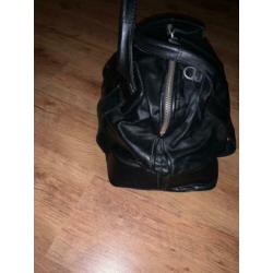 Stijlvolle Stoere Lederen Tas Unisex Zwart