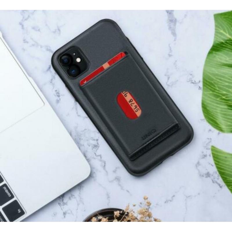 Apple Iphone11 leder Telefoonhoesje zwart met pasje houder