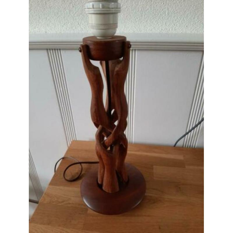 Twee mooie houten schemerlamp voeten uit de jaren zeventig