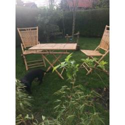 Rotan/ bamboe vintage tuinset