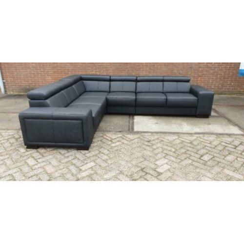 n21 strak zwart leder modern hoekbank