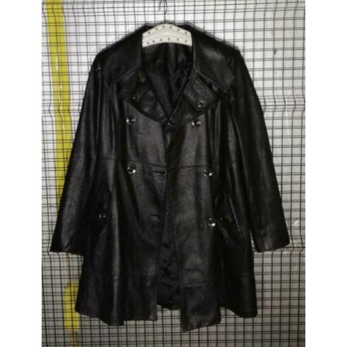 Mooie lange zwarte nep leren jas maat M jasje jacket coat