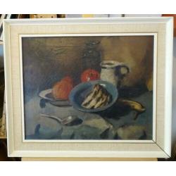 Stilleven met vis en appels