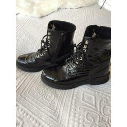 Poelman boots biker zwart lakleer 38