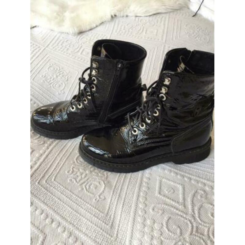 Poelman boots biker zwart lakleer 38