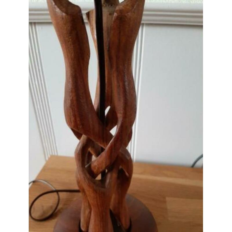 Twee mooie houten schemerlamp voeten uit de jaren zeventig