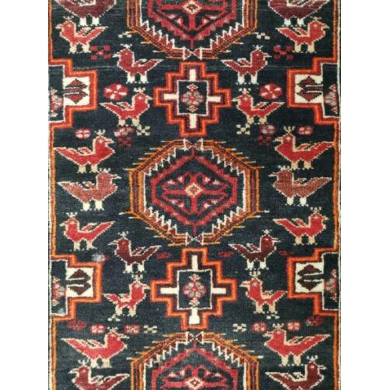 Handgeknoopt Perzisch wol tapijt Torkaman Iran 62x120cm