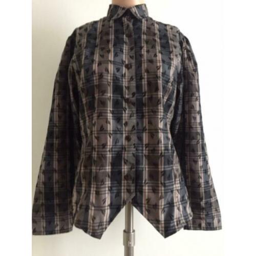 Madame Modes vintage geruite blouse