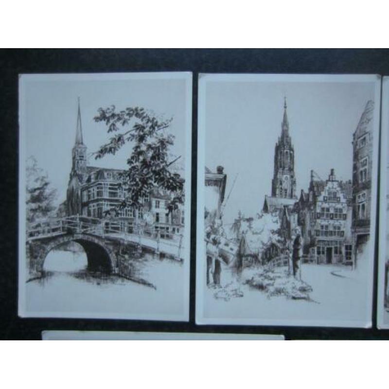 DELFT 5 kaarten tekening Marius Jansen Grootformaat