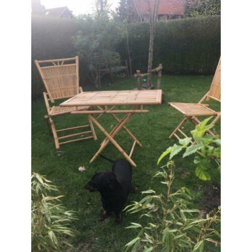 Rotan/ bamboe vintage tuinset