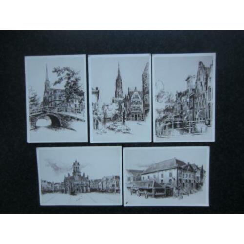 DELFT 5 kaarten tekening Marius Jansen Grootformaat