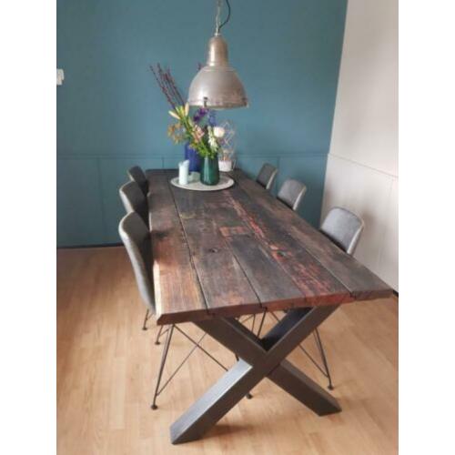 Eetkamertafel wagonplanken 6 persoons