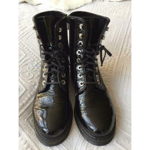 Poelman boots biker zwart lakleer 38
