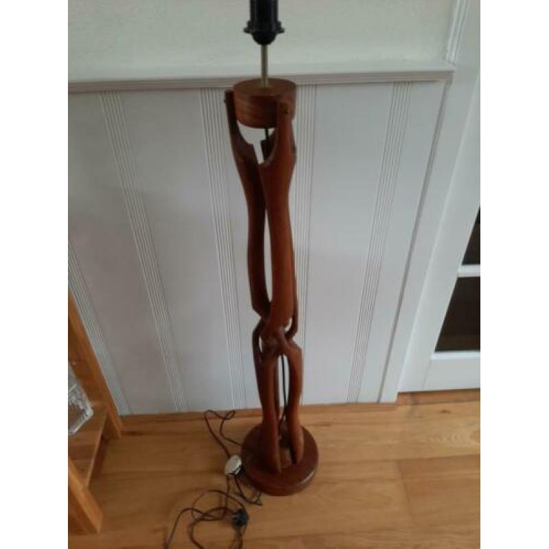 Twee mooie houten schemerlamp voeten uit de jaren zeventig