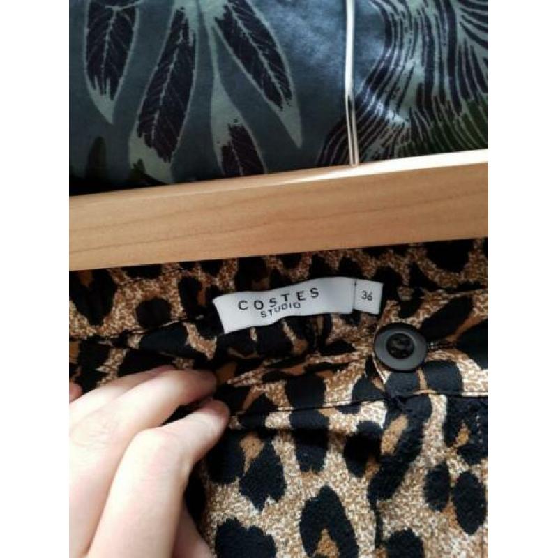 Flare/flared broek van Costes luipaardprint/panter maat 36