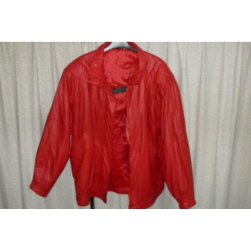 Mooie rode leren jas, maat 46 teab.