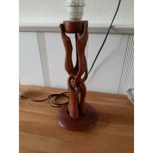 Twee mooie houten schemerlamp voeten uit de jaren zeventig