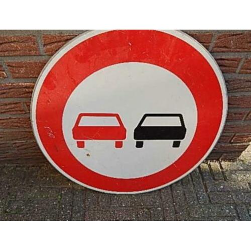 Retro Verkeersbord Niet Inhalen [ mancave Brocante Vintage ]