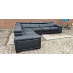 n21 strak zwart leder modern hoekbank
