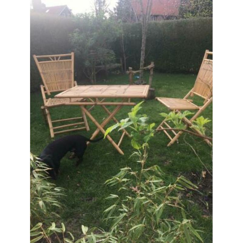 Rotan/ bamboe vintage tuinset