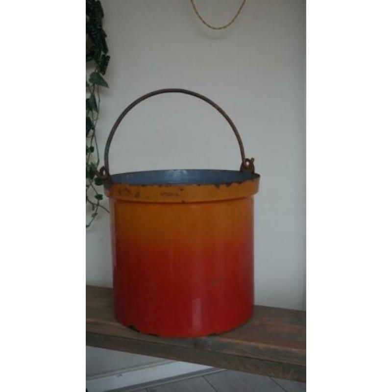 Emaille emmer - antiek - decoratie
