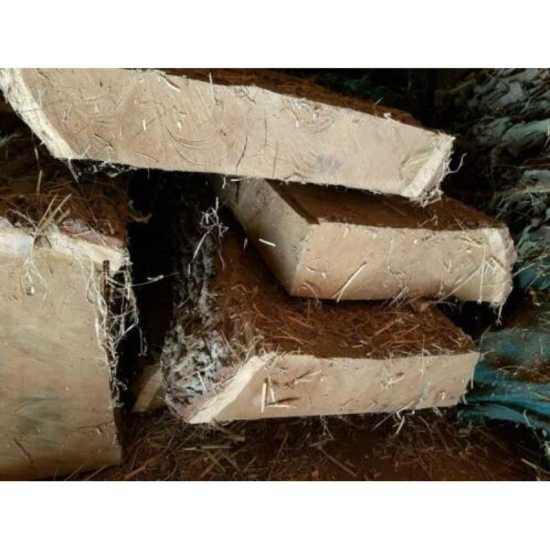 Eiken planken met schors, onbehandeld