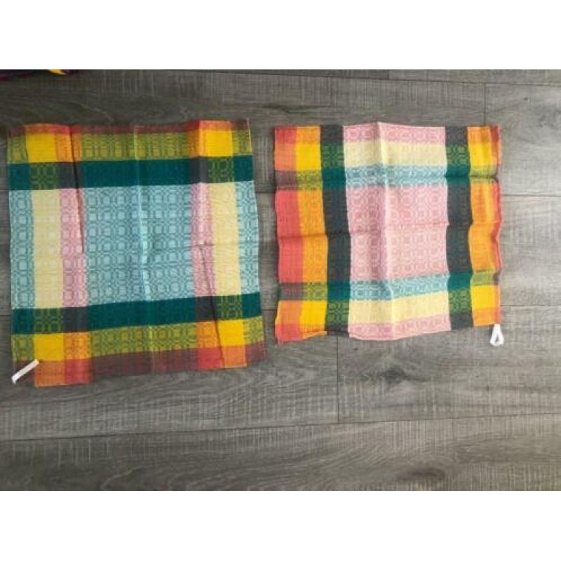 Textile servetten kleurrijk handgeweven 7 stuks