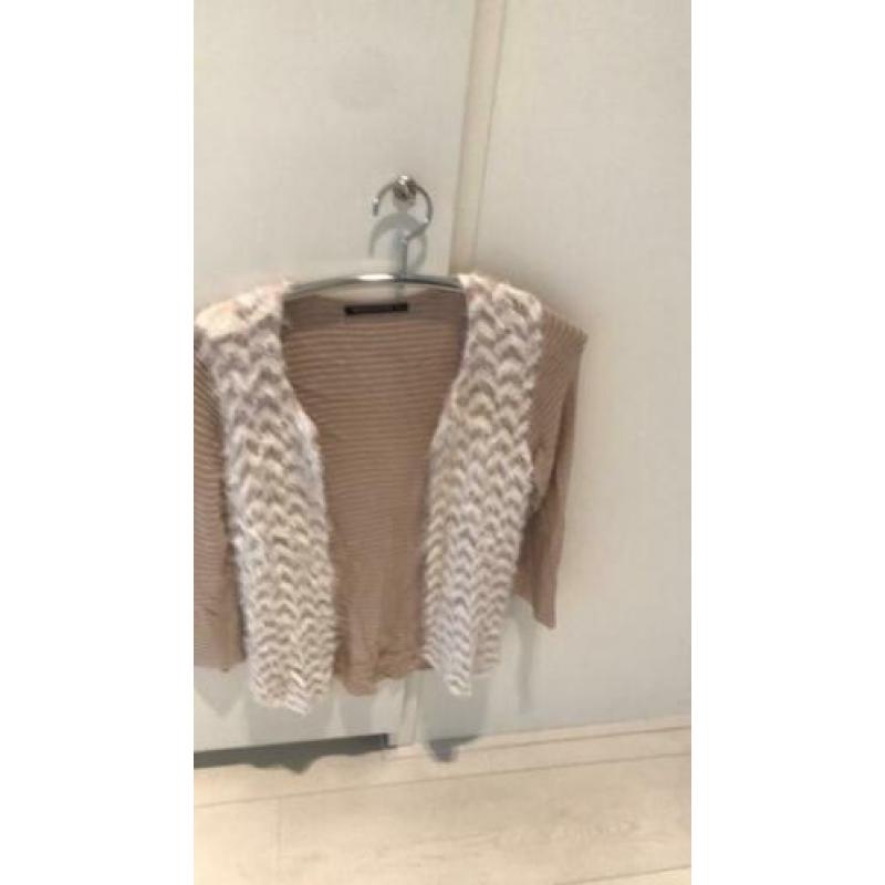 Espresso vest zachtroze / ecru maat small