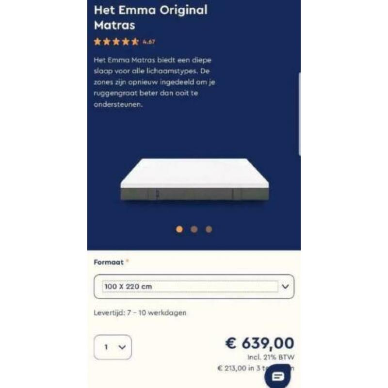 Emma Original Matras 100 x 220 cm nieuw Ongebruikt in Doos