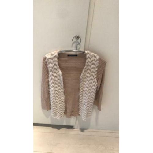 Espresso vest zachtroze / ecru maat small