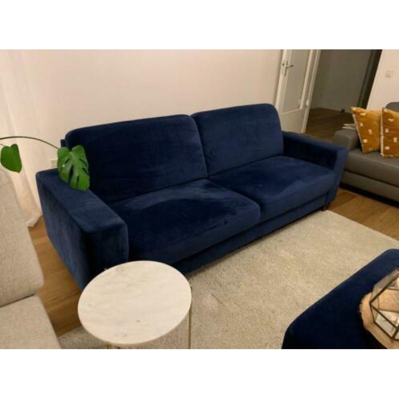 Blauw Velours Design Sofa