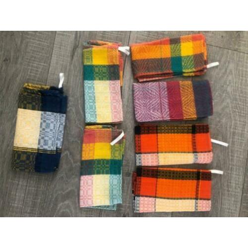 Textile servetten kleurrijk handgeweven 7 stuks