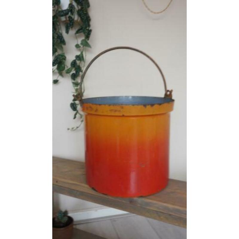 Emaille emmer - antiek - decoratie