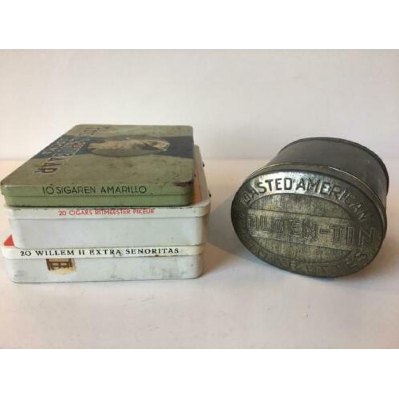 4 vintage sigarenblikjes