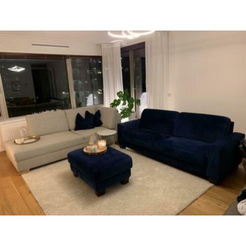Blauw Velours Design Sofa