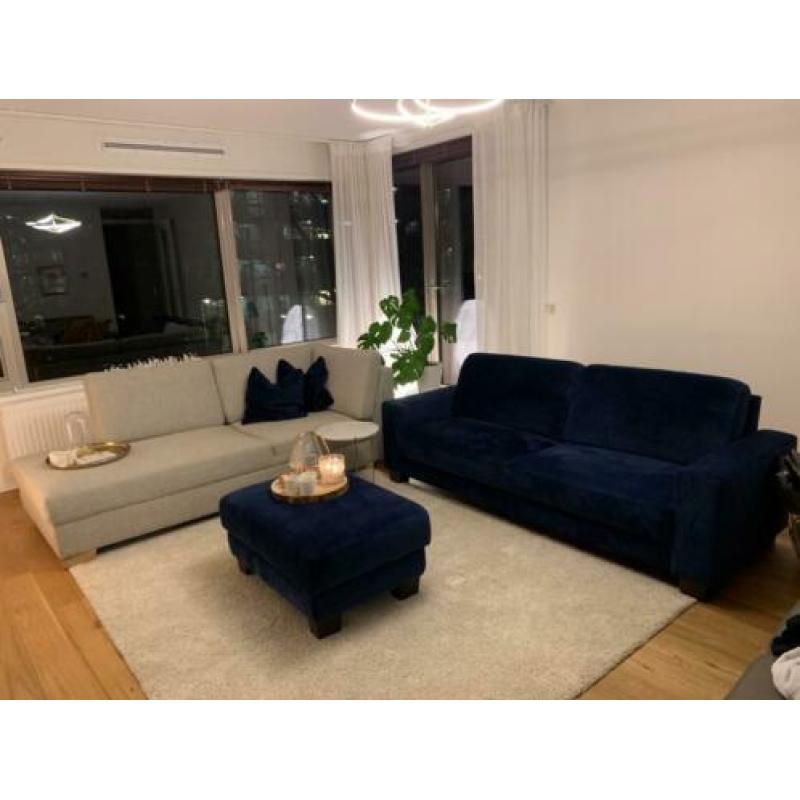 Blauw Velours Design Sofa