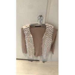 Espresso vest zachtroze / ecru maat small