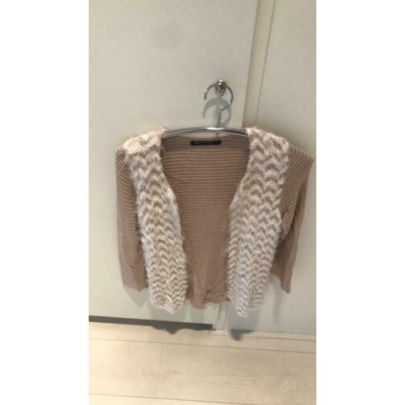 Espresso vest zachtroze / ecru maat small
