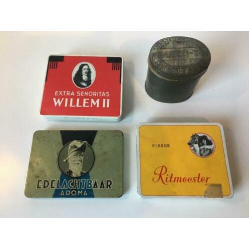 4 vintage sigarenblikjes