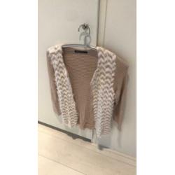 Espresso vest zachtroze / ecru maat small